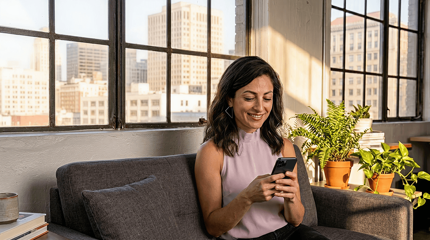 Person interacting with iPhone